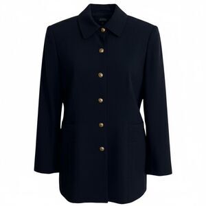 Dana Buchman 100% Wool Button Front Long Sleeve Fully Lined Blazer Black Size 10